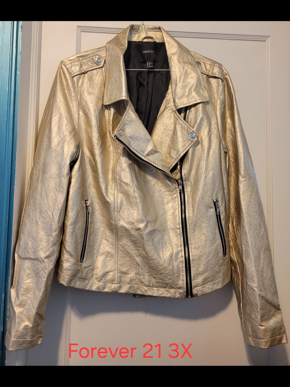 Forever 21 Metallic Gold Biker Jacket